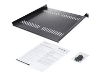 Startech 1U serverrackhylla - Universell ventilerad fribärande serverhylla med rackfäste för 19-tums nätverksutrustning i rack och skåp - Kraftigt stål - Viktkapacitet 20 kg - 41 cm djup hylla, svart - Hylla för rack - svart - 1U - 16" - för P/N: CABSHELF116 CABSHELF116V