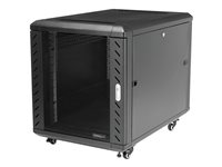 StarTech.com 12U 29" nedmonterbart serverskåp med hjul - Rack skåp - svart - 12U - 36" RK1236BKF