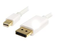 StarTech.com 2m 6 ft White Mini DisplayPort to DisplayPort 1.2 Adapter Cable M/M - DisplayPort 4k with HBR2 support - Mini DP to DP Cable (MDP2DPMM2MW) - DisplayPort-kabel - Mini DisplayPort (hane) till DisplayPort (hane) - 2 m - vit - för P/N: CDP2MDP, CDP2MDPEC, CDP2MDPFC, CDPVDHDMDP2G, CDPVDHDMDPRG, CDPVDHDMDPSG, CDPVDHMDPDP MDP2DPMM2MW