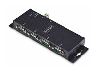 StarTech.com 4P Serial to Ethernet Adapter, IP LAN to RS232 DB9 Converter - Enhetsserver - 4 portar - 100Mb LAN, RS-232 - monterbar på vägg/DiN-skena - TAA-kompatibel - för P/N: AT925FM, GC9SF, SCNM9FF, SCNM9FM I43-SERIAL-ETHERNET