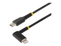 StarTech.com 3ft (1m) Durable USB-C to Lightning Cable - Right-Angled Heavy Duty Aramid Fiber USB Type-C to Lightning Charging/Sync Cord - Apple MFi Certified - Rugged iPhone Lightning Cable - Lightning-kabel - 24 pin USB-C hane till Lightning hane - 1 m - svart RUSB2CLTMM1MR