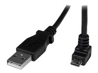StarTech.com 2m Micro USB Cable Cord - A to Down Angle Micro B - Down Angled Micro USB Cable - 1x USB A (M), 1x USB Micro B (M) - Black (USBAUB2MD) - USB-kabel - mikro-USB typ B (hane) till USB (hane) - USB 2.0 - 2 m - 90° kontakt, formpressad - svart USBAUB2MD
