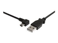 StarTech.com 3 ft. (0.9 m) Left Angle Mini USB Cable - USB 2.0 A to Left Angle Mini B - Black - Mini USB Cable (USB2HABM3LA) - USB-kabel - USB (hane) till mini-USB typ B (hane) - USB 2.0 - 91 cm - vänstervinklad kontakt, 90° anslutning - svart - för P/N: SV565HDIP USB2HABM3LA
