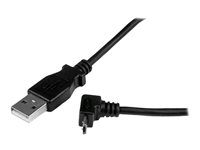StarTech.com 2m Micro USB Cable Cord - A to Up Angle Micro B - Up Angled Micro USB Cable - 1x USB A (M), 1x USB Micro B (M) - Black (USBAUB2MU) - USB-kabel - mikro-USB typ B (hane) till USB (hane) - USB 2.0 - 2 m - 90° kontakt, formpressad - svart USBAUB2MU