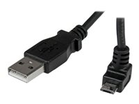 StarTech.com 1m Micro USB Cable Cord - A to Up Angle Micro B - Up Angled Micro USB Cable - 1x USB A (M), 1x USB Micro B (M) - Black (USBAUB1MU) - USB-kabel - mikro-USB typ B (hane) till USB (hane) - USB 2.0 - 1 m - formpressad, 90° anslutning - svart USBAUB1MU