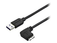 StarTech.com Smal Micro USB 3.0-kabel - högervinklad Micro USB - 2 m - USB-kabel - Micro-USB typ B (hane) till USB typ A (hane) - USB 3.0 - 2 m - högervinklad kontakt - svart USB3AU2MRS