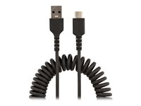 StarTech.com 1 m USB-A till C-laddningskabel, kraftig spiralkabel för snabb laddning och synkronisering, USB 2.0 A till USB Type-C-kabel av hög kvalitet, robust aramidfiber, slitstark hane till hane USB-kabel - USB-kabel - USB (hane) till 24 pin USB-C (hane) - USB 2.0 - 3 A - 1 m - lindad - svart R2ACC-1M-USB-CABLE