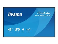 iiyama ProLite LH4364UHS-B1AG - 43" Diagonal klass (42.5" visbar) LED-bakgrundsbelyst LCD-skärm - digital skyltning - med inbyggd SoC-mediespelare - 4K UHD (2160p) 3840 x 2160 - svart ram med matta ytor LH4364UHS-B1AG