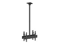 Multibrackets M Ceiling Mount Pro MBC1UX2 - Monteringssats (takplatta, skyddslock för takplatta, 4 lutningsarmar, 2 stångklämmor, 2 skenor, 2 förlängningsrör (80 cm)) - för 2 LCD-bildskärmar - aluminium, stål - svart - skärmstorlek: 40"-65" - takmonterbar 7350073733453