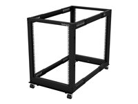 StarTech.com 15U 19-tums öppet serverrack - 4 stolpar justerbart djup 59-104 cm mobilt - Fristående rullande rack för nätverks-/datorutrustning - Dell PowerEdge HP ProLiant ThinkServer (4POSTRACK15U) - Rack öppen ram - 4 stolpar - golvstående - svart - 15U 4POSTRACK15U