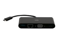 C2G USB C to HDMI, VGA, USB A, Ethernet Adapter - 4K 30Hz - Black - Dockningsstation - USB-C / Thunderbolt 3 - VGA, HDMI - 1GbE C2G29828