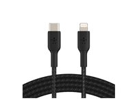 Belkin BoostCharge - Lightning-kabel - 24 pin USB-C hane till Lightning hane - 2 m - svart - USB-strömförsörjning (18W) CAA004BT2MBK