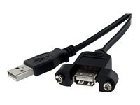StarTech.com 60 cm panelmontering USB-kabel A till A - F/M - USB-förlängningskabel - USB (hona) till USB (hane) - 60 cm - formpressad, tumskruvar - svart - för P/N: UUSBOTG USBPNLAFAM2
