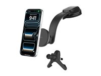 Belkin BoostCharge - Trådlös laddningshållare för bil - magnetisk, med luftventil och instrumentbrädefäste + bilströmsadapter - 15 Watt - svart WIC012HQBK