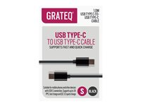 GRATEQ - USB-kabel - 24 pin USB-C (hane) till 24 pin USB-C (hane) - 3 A - 1 m - svart 85060QC