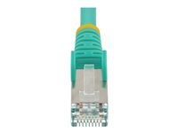StarTech.com 50cm CAT6a Ethernet Cable - Aqua - Low Smoke Zero Halogen (LSZH) - 10GbE 500MHz 100W PoE++ Snagless RJ-45 w/Strain Reliefs S/FTP Network Patch Cord - Patch-kabel - RJ-45 (hane) till RJ-45 (hane) - 50 cm - S/FTP - CAT 6a - IEEE 802.3bt - hakfri, tvinnad, formpressad, halogenfri - havsblå NLAQ-50C-CAT6A-PATCH