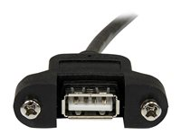 StarTech.com 1 ft Panel Mount USB Cable A to A - F/M - USB extension cable - USB (M) to USB (F) - USB 2.0 - 1 ft - molded, thumbscrews - black - USBPNLAFAM1 - USB-förlängningskabel - USB (hane) till USB (hona) - USB 2.0 - 30 cm - formpressad, tumskruvar - svart - för P/N: UUSBOTG USBPNLAFAM1