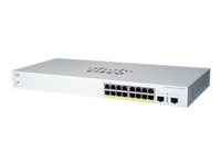 Cisco Business 220 Series CBS220-16P-2G - Switch - smart - 16 x 10/100/1000 (PoE+) + 2 x gigabit SFP (upplänk) - rackmonterbar - PoE+ (130 W) - återanvänd CBS220-16P-2GUK-RF