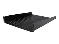 StarTech.com 1U Server Rack Shelf, 2U 22in Universal Fixed Vented Network Rack Shelf/Cantilever Tray for 19" AV/Data/Network Equipment Enclosure w/Cage Nuts & Screws, 50lbs Weight Cap. - 2U Network Rack Shelf (CABSHELF22V) - Hylla för rack - svart - 2U - 22" - för P/N: RK12OD2, RK2433BKM, RK2537BKM, RK3236BKF, RK4236BKB, RK4242BK24, RK4242BK30 CABSHELF22V