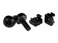 Startech M6x12 mm - skruvar och korgmuttrar - 100-pack, svart - Skruvar och muttrar för rack - svart - för P/N: RACK-18U-20-WALL-OA, RACK-21U-20-WALL-OA, RACK-24U-20-WALL-OA, RK12OD2, RK3236BKF CABSCREWM62B