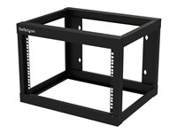 StarTech.com 6U väggmonterat rack - Öppen ram - 45,7 cm djup - Rack öppen ram - 2 stolpar - väggmontering - svart - 6U - 19" RK619WALLO