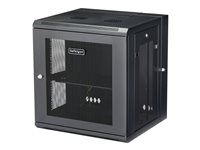 StarTech.com 12U väggmonterat serverrackskåp - upp till 16 tum (40,6 cm) djupt - gångjärnsupphängning - Rackmonteringsskåp - väggmontering - svart - 12U RK12WALHM
