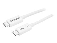 StarTech.com 1.6ft (50cm) Thunderbolt 3 Cable, 40Gbps, 100W PD, 4K/5K Video, Thunderbolt-Certified, Compatible w/ TB4/USB 3.2/DisplayPort - Thunderbolt-kabel - 24 pin USB-C (hane) till 24 pin USB-C (hane) - USB 3.1 Gen 2 / Thunderbolt 3 / DisplayPort 1.2 - 50 cm - stöd för 4K - vit - för P/N: CDP2HDUACP, CDP2HDUACPW, PEXUSB321C, TB33A1C TBLT34MM50CW