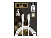 GRATEQ - USB-kabel - 24 pin USB-C (hane) till 24 pin USB-C (hane) - USB 3.2 - 5 A - 1.5 m - USB-strömförsörjning (240W) - vit 86080GC