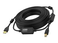 Vision - USB-kabel - USB (hane) till USB typ B (hane) - USB 2.0 - 10 m - aktiv booster (inmatningsledning) - svart TC 10MUSB+/BL/2