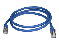 StarTech.com Cat6a Ethernet-kabel - skärmad (STP) - 1 m, blå - Patch-kabel - RJ-45 (hane) till RJ-45 (hane) - 1 m - STP - CAT 6a - formpressad, hakfri - blå 6ASPAT1MBL