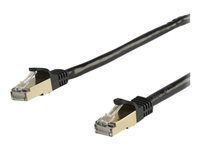 StarTech.com 5 m CAT6a Ethernet-kabel - 10 Gigabit hakfri skärmad RJ45 100 W PoE-kopplingskabel - 10 GbE STP Cat6a nätverkskabel med dragavlastning - Svart - Fluke-testad/ledning är UL-klassad/TIA - Patch-kabel - RJ-45 (hane) till RJ-45 (hane) - 5 m - STP - CAT 6a - formpressad, hakfri - svart 6ASPAT5MBK