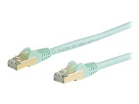 StarTech.com 5m CAT6A Ethernet Cable, 10 Gigabit Shielded Snagless RJ45 100W PoE Patch Cord, CAT 6A 10GbE STP Network Cable w/Strain Relief, Aqua, Fluke Tested/UL Certified Wiring/TIA - Category 6A - 26AWG (6ASPAT5MAQ) - Patch-kabel - RJ-45 (hane) till RJ-45 (hane) - 5 m - STP - CAT 6a - formpressad, hakfri - havsblå 6ASPAT5MAQ