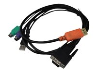 Lantronix - Tangentbords-/video-/muskabel - USB, PS/2, HD-15 (VGA) (hane) - 1.5 m - tumskruvar ACC-500-200-R