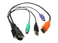 Lantronix - Tangentbords-/video-/muskabel - USB, PS/2, HD-15 (VGA) (hane) - 54.9 cm - tumskruvar 500-197-R-ACC
