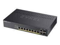 Zyxel GS1920-8HPv2 - Switch - smart - 8 x 10/100/1000 (PoE+) + 2 x kombinations-Gigabit SFP - skrivbordsmodell, väggmonterbar - PoE+ (130 W) GS1920-8HPV2-EU0101F