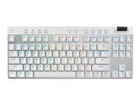 Logitech G PRO X TKL - Tangentbord - bakgrundsbelyst - trådlös - Bluetooth, 2.4 GHz - QWERTY - nordiskt (danska/finska/norska/svenska) - tangentbrytare: Tactile - vit 920-012146