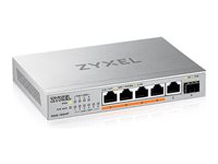 Zyxel XMG-100 Series XMG-105HP - Switch - ohanterad - ohanterad - 5 x 100/1000/2.5G (PoE++) + 1 x Gigabit SFP / 10 Gigabit SFP+ - skrivbordsmodell, väggmonterbar - PoE++ (70 W) XMG-105HP-EU0101F
