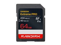 SanDisk Extreme PRO - Flash-minneskort - 64 GB - Video Class V30 / UHS-I - SDXC UHS-I SDSDXXU-064G-GSCIN