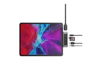 HyperDrive 6-in-1 USB-C Media Hub - Dockningsstation - USB-C - HDMI - för Apple 10.9-inch iPad Air (4th generation, 5th generation); 11-inch iPad Pro (1st generation, 2nd generation, 3rd generation); 12.9-inch iPad Pro (3rd generation, 4th generation, 5th generation); iPad mini (6th generation) HD449