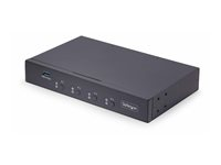 StarTech.com 4-Port KM Switch with Mouse Roaming, USB Switch for Keyboard/Mouse, 3.5mm and USB Audio, Peripheral Sharing for 4 Computers, USB 3.0 Switcher, TAA Compliant - Hotkey/Pushbutton Switching (P4A20132-KM-SWITCH) - Omkopplare för tangentbord/mus - 1 lokal användare - skrivbordsmodell - TAA-kompatibel P4A20132-KM-SWITCH