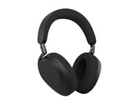 Jabra Evolve3 85 UC - Headset - fullstorlek - Bluetooth - trådlös, kabelansluten - aktiv brusradering - 3,5 mm kontakt, USB-A via Bluetooth-adapter - ljudisolerande - svart - med trådlös laddningsplatta - UC-certifierad 38599-989-989