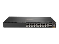 HPE Aruba 6300M - Switch - L3 - Administrerad - 24 x 10/100/1000 + 4 x 1 Gb/10 Gb/25 Gb/50 Gb SFP56 (upplänk/stapling) - framsidan och sida till baksidan - rackmonterbar JL664A