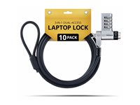 Startech - Lås för säkerhetskabel - 3-in-1, keyed alike/combination security cable lock, anti-theft - svart & silver - 2 m - TAA-kompatibel (paket om 10) UDUOKA10-LAPTOP-LOCK