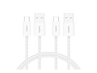 Belkin BoostCharge - USB-kabel - USB (hane) till USB-C (hane) - 1.5 m - braided, USB Fast Charge (15W) - vit (paket om 2) BBD010HQ05WH2PK