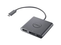 Dell Adapter USB-C to HDMI/DP with Power Pass-Through - Videokort - 24 pin USB-C hane till HDMI, DisplayPort, USB-C (enbart ström) hona - 18 cm - stöd för 4K, kraftgenomgång DBQAUANBC070