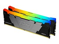 Kingston FURY Renegade RGB - DDR5 - sats - 64 GB: 2 x 32 GB - DIMM 288-pin - 6400 MT/s / PC5-51200 - CL32 - 1.1 V - ej buffrad - on-die ECC - svart, silver KF564C32RSAK2-64