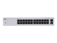 Cisco Business 110 Series 110-24T - Switch - ohanterad - 24 x 10/100/1000 + 2 x kombinations-Gigabit SFP - rackmonterbar, skrivbordsmodell, väggmonterbar CBS110-24T-EU