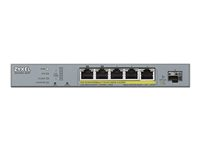 Zyxel GS1350-6HP - Switch - smart - 5 x 10/100/1000 (PoE+) + 1 x gigabit SFP (upplänk) - skrivbordsmodell - PoE+ (60 W) GS1350-6HP-EU0101F