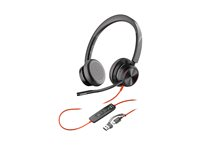 HP Poly Blackwire 8225 - Blackwire 8200 series - headset - på örat - kabelansluten - aktiv brusradering - USB-C - svart - Zoomcertifierad, UC-certifierad 8X223AA