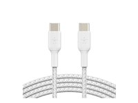Belkin BoostCharge - USB-kabel - USB-C (hane) till USB-C (hane) - USB 2.0 - 3 A - 2 m - USB Power Delivery (60W), braided - vit CAB004BT2MWH